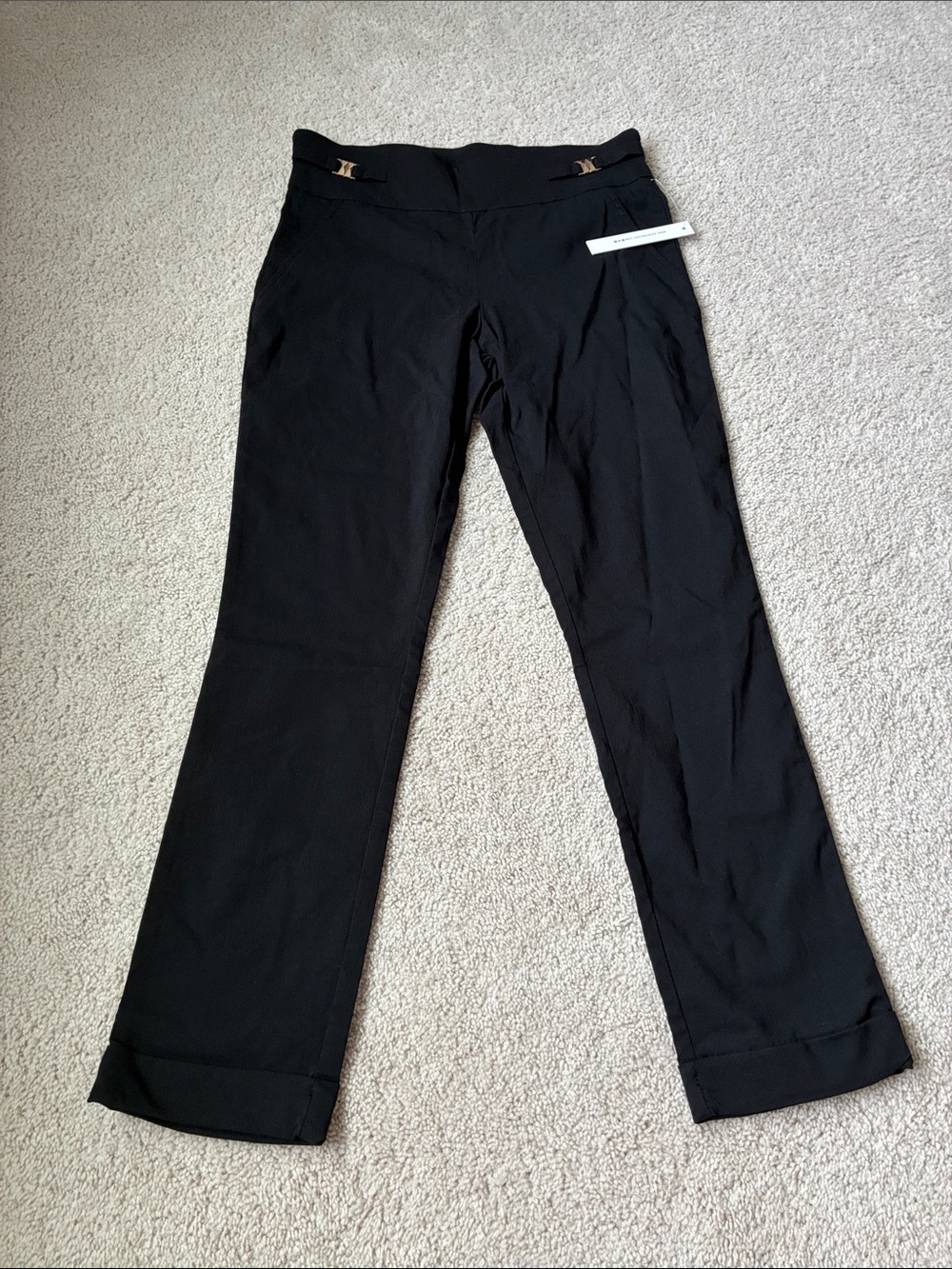 Joe Benbasset Black cropped stretchy Dress leggings with Gold Accent size M